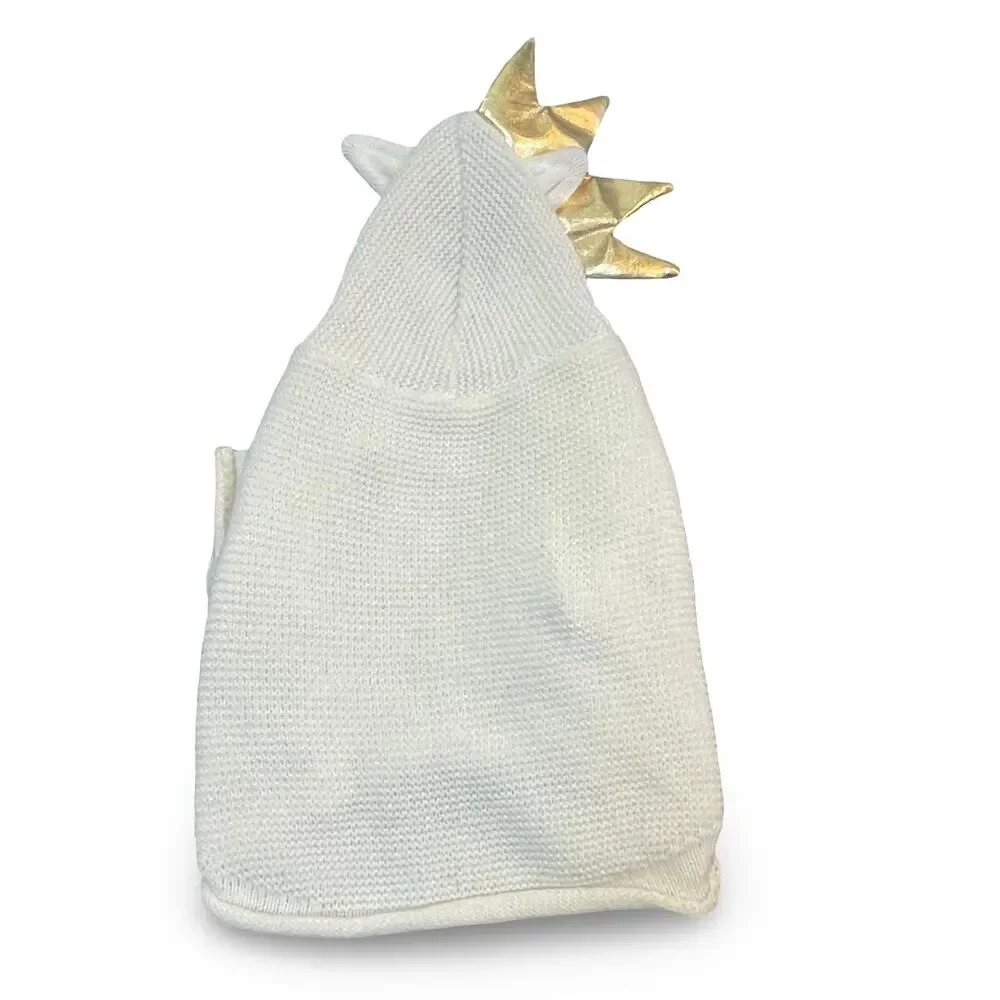 YOULY Crown Knit Pet Sweater Small Cream Gold Royal Dog Costume Hooded Knitwear - Picture 7 of 9